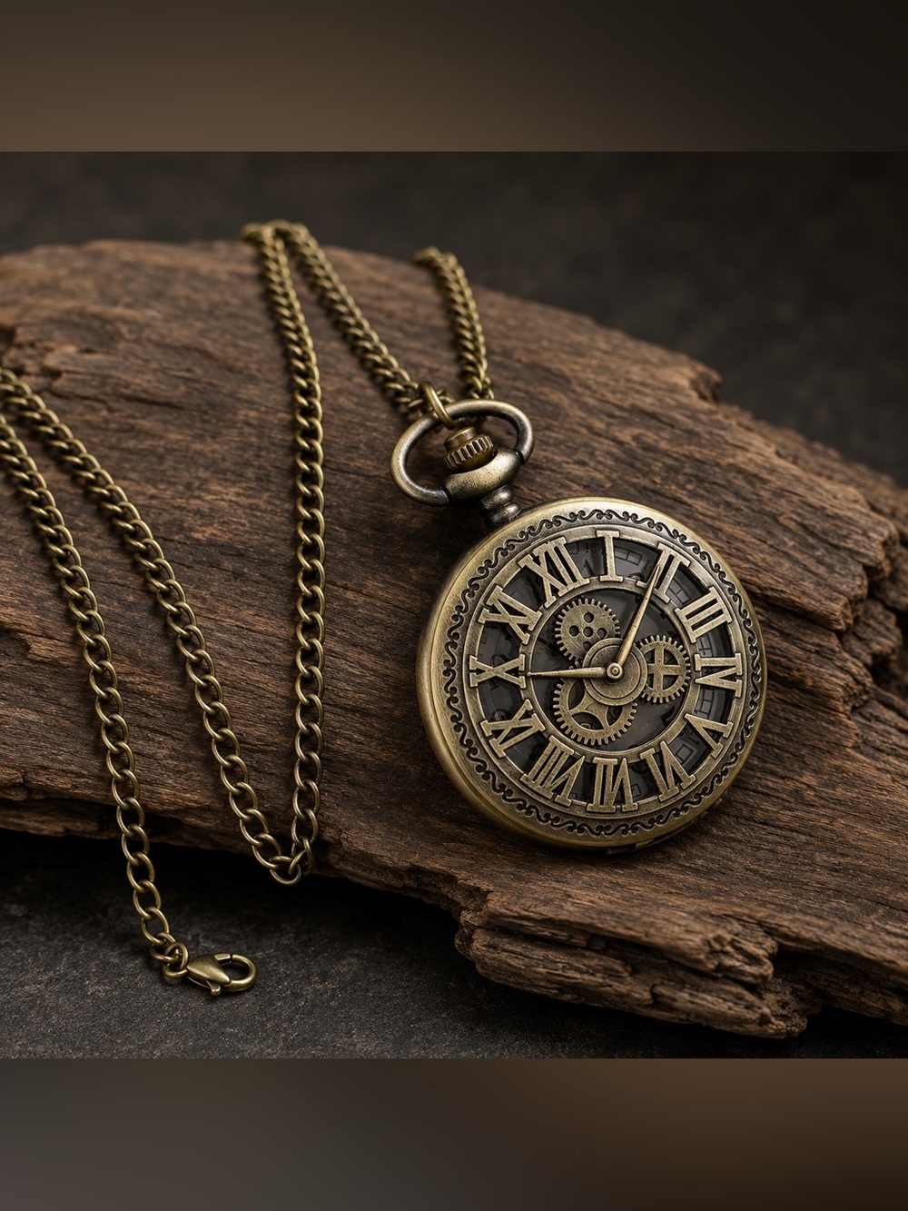 Antique-Style Bronze Pocket Watch  for Men